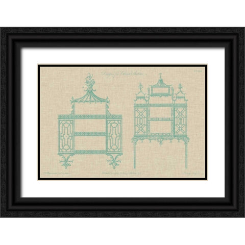 Chinese Chippendale Cabinet II Black Ornate Wood Framed Art Print with Double Matting by Vision Studio