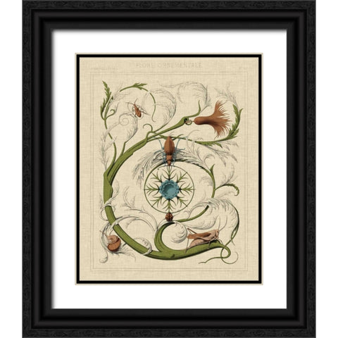 Decorative Flourish III Black Ornate Wood Framed Art Print with Double Matting by Vision Studio