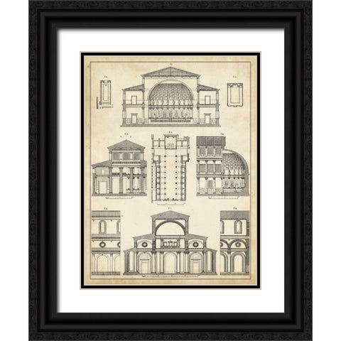 Vintage Architects Plan I Black Ornate Wood Framed Art Print with Double Matting by Vision Studio