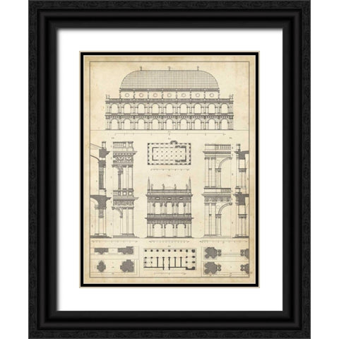 Vintage Architects Plan IV Black Ornate Wood Framed Art Print with Double Matting by Vision Studio