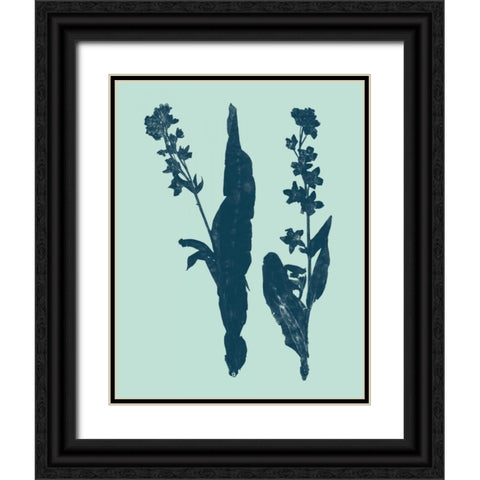 Indigo and Mint Botanical Study VIII Black Ornate Wood Framed Art Print with Double Matting by Vision Studio