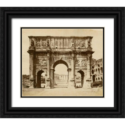 The Arch of Constantine Black Ornate Wood Framed Art Print with Double Matting by Brogi, Giacomo