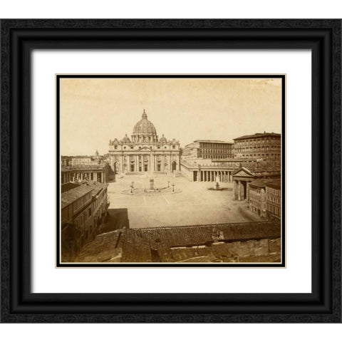 St. Peters Square Black Ornate Wood Framed Art Print with Double Matting by Brogi, Giacomo