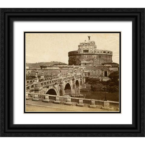 Caste of St. Angelo Black Ornate Wood Framed Art Print with Double Matting by Brogi, Giacomo