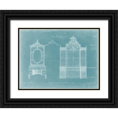 Two Bookcases Black Ornate Wood Framed Art Print with Double Matting by Chippendale, Thomas