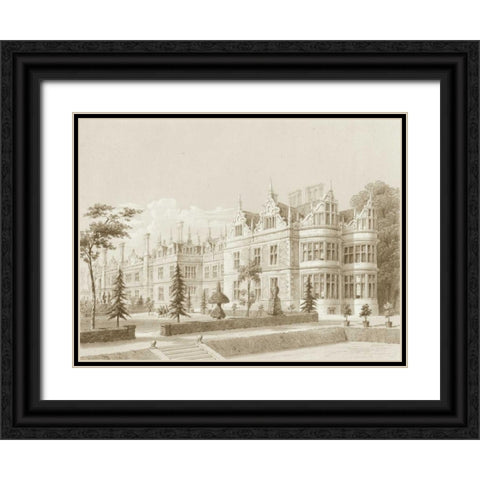 Kirby Castle Garden View Black Ornate Wood Framed Art Print with Double Matting by Richardson