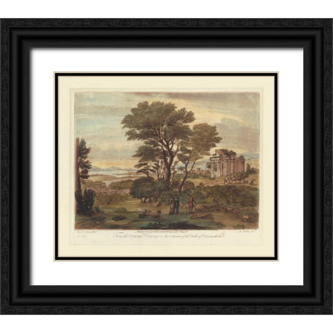 Italian View I Black Ornate Wood Framed Art Print with Double Matting by Lorrain, Claude