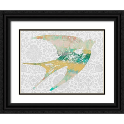 Patterned Bird II Black Ornate Wood Framed Art Print with Double Matting by Goldberger, Jennifer