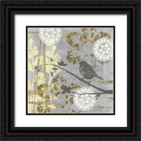 Serene Bird and Branch I Black Ornate Wood Framed Art Print with Double Matting by Goldberger, Jennifer