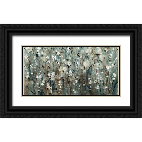 White Blooms with Navy II Black Ornate Wood Framed Art Print with Double Matting by OToole, Tim