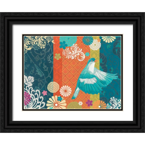 Floral Flight I Black Ornate Wood Framed Art Print with Double Matting by Vess, June Erica