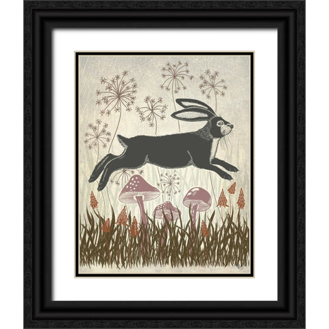 Country Lane Hare 4 - Earth Black Ornate Wood Framed Art Print with Double Matting by Fab Funky