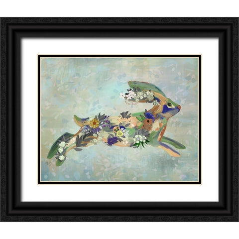 Fantastic Florals Hare-Running Black Ornate Wood Framed Art Print with Double Matting by Fab Funky