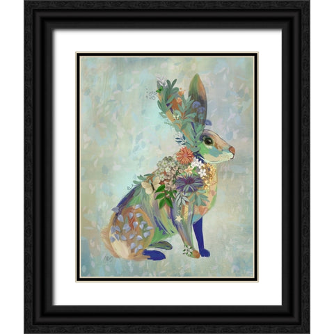 Fantastic Florals Hare-Sitting Black Ornate Wood Framed Art Print with Double Matting by Fab Funky