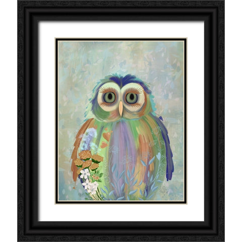 Fantastic Florals Owl Black Ornate Wood Framed Art Print with Double Matting by Fab Funky