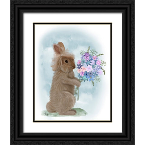 Bunny Bouquet 1 Black Ornate Wood Framed Art Print with Double Matting by Fab Funky