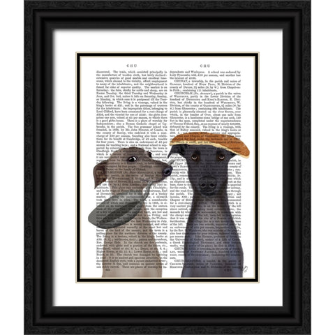 Greyhound Pancake Day Book Print Black Ornate Wood Framed Art Print with Double Matting by Fab Funky