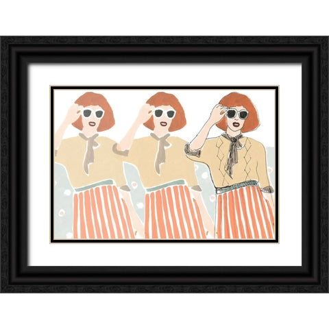Fashion Vignette Collection A Black Ornate Wood Framed Art Print with Double Matting by Vess, June Erica