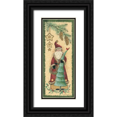 Santa with Tree Black Ornate Wood Framed Art Print with Double Matting by Phillips, Anita