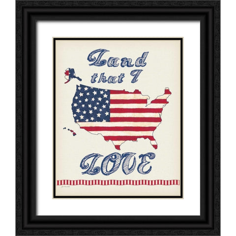 Flag Land I Love Black Ornate Wood Framed Art Print with Double Matting by Moulton, Jo