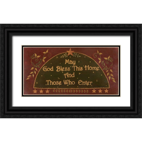 May God Bless This Home Black Ornate Wood Framed Art Print with Double Matting by Moulton, Jo
