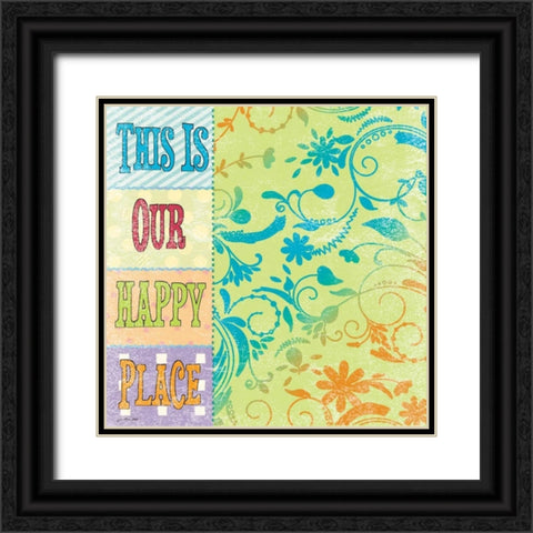 Happy Place Black Ornate Wood Framed Art Print with Double Matting by Moulton, Jo