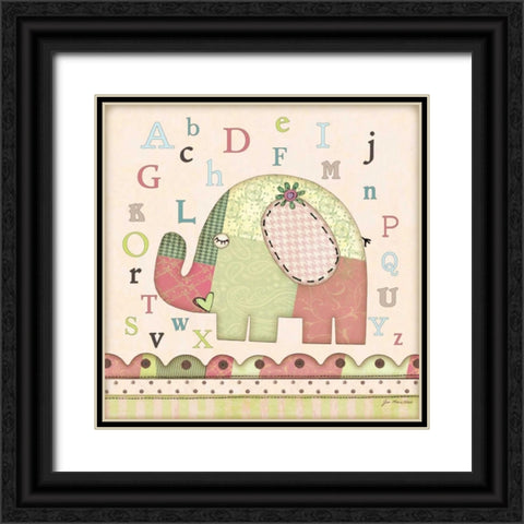 Alphabet Elephant Black Ornate Wood Framed Art Print with Double Matting by Moulton, Jo