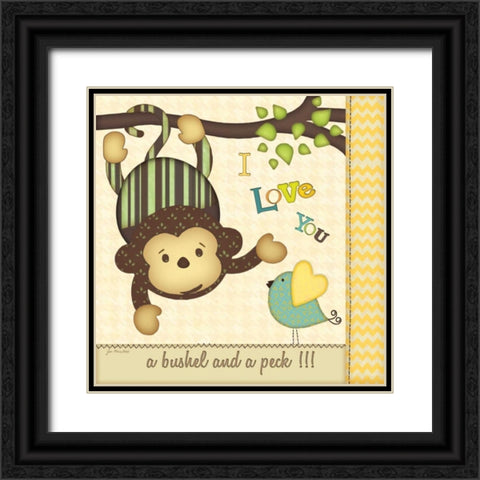 I Love You Monkey Black Ornate Wood Framed Art Print with Double Matting by Moulton, Jo