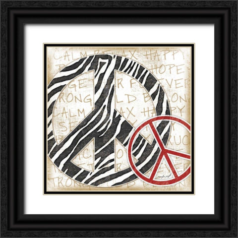 Peace Zebra Black Ornate Wood Framed Art Print with Double Matting by Pugh, Jennifer