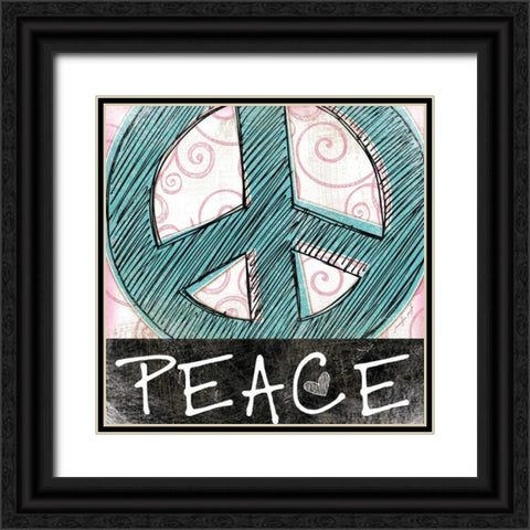Peace Black Ornate Wood Framed Art Print with Double Matting by Pugh, Jennifer