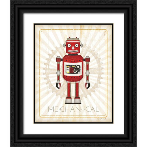 Retro Robot III Black Ornate Wood Framed Art Print with Double Matting by Pugh, Jennifer