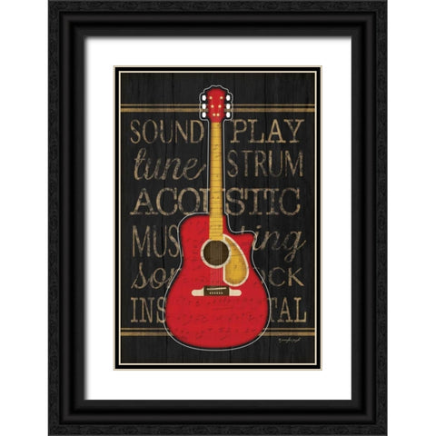 Music Guitar Black Ornate Wood Framed Art Print with Double Matting by Pugh, Jennifer
