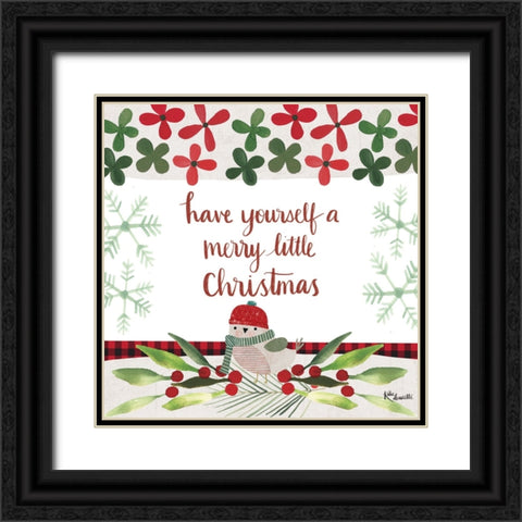 Merry Little Christmas Black Ornate Wood Framed Art Print with Double Matting by Doucette, Katie