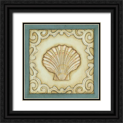 Cottage Seashell Black Ornate Wood Framed Art Print with Double Matting by Lewis, Kim