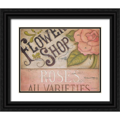 Flower Shop Roses Black Ornate Wood Framed Art Print with Double Matting by Lewis, Kim