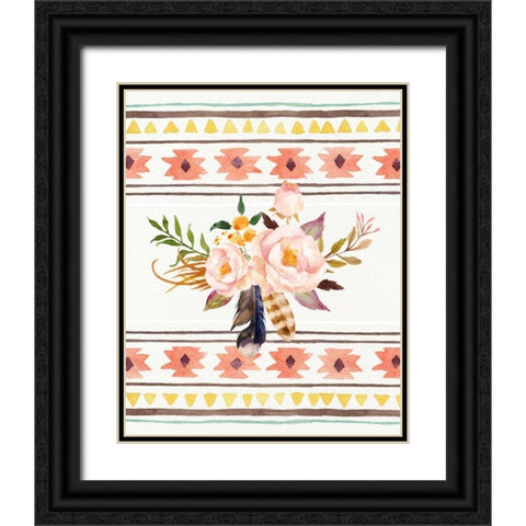 Tribal Flowers and Pattern Black Ornate Wood Framed Art Print with Double Matting by Moss, Tara
