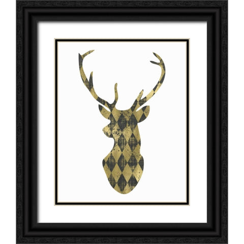 Diamond Deerhead Black Ornate Wood Framed Art Print with Double Matting by Moss, Tara