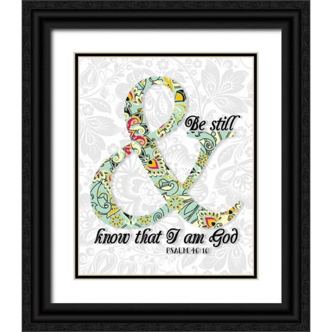 Be Still Psalm Black Ornate Wood Framed Art Print with Double Matting by Moss, Tara