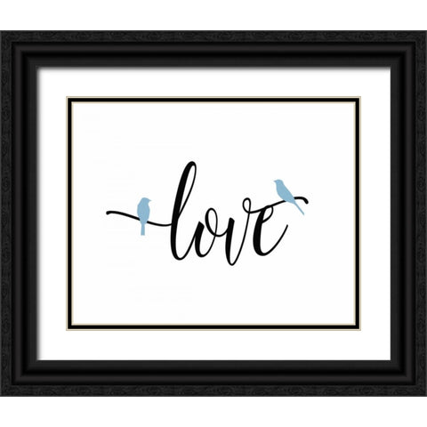 Blue Bird Love Black Ornate Wood Framed Art Print with Double Matting by Moss, Tara