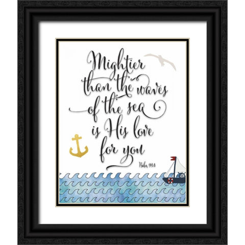 Psalm 93-4 Mightier Black Ornate Wood Framed Art Print with Double Matting by Moss, Tara