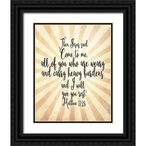 Matthew 11-28 come to Me Black Ornate Wood Framed Art Print with Double Matting by Moss, Tara