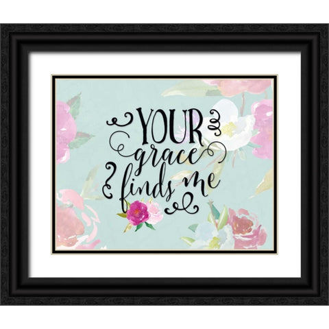 Your Grace Finds Me Floral Black Ornate Wood Framed Art Print with Double Matting by Moss, Tara