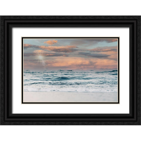 Ocean and Sun Black Ornate Wood Framed Art Print with Double Matting by Moss, Tara