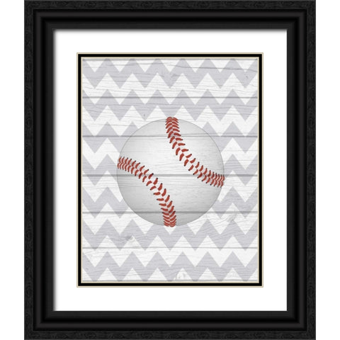 Baseball Black Ornate Wood Framed Art Print with Double Matting by Robinson, Tamara