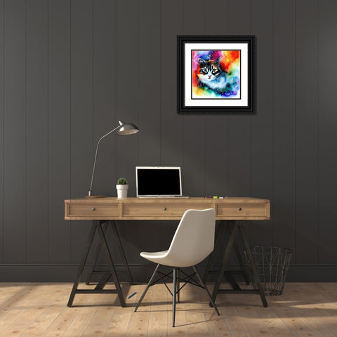 Galaxy Cat II Black Ornate Wood Framed Art Print with Double Matting by Dundon, Denise