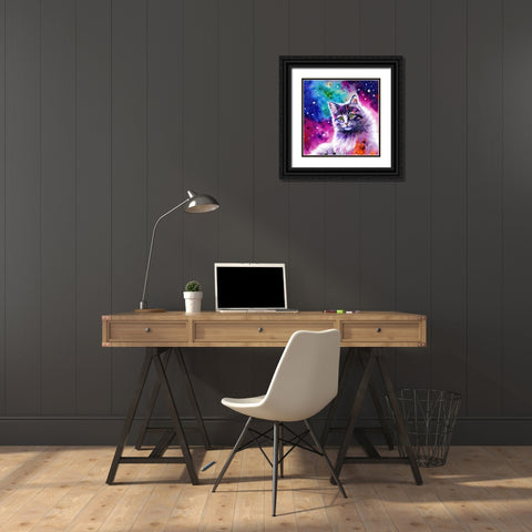 Galaxy Cat III Black Ornate Wood Framed Art Print with Double Matting by Dundon, Denise