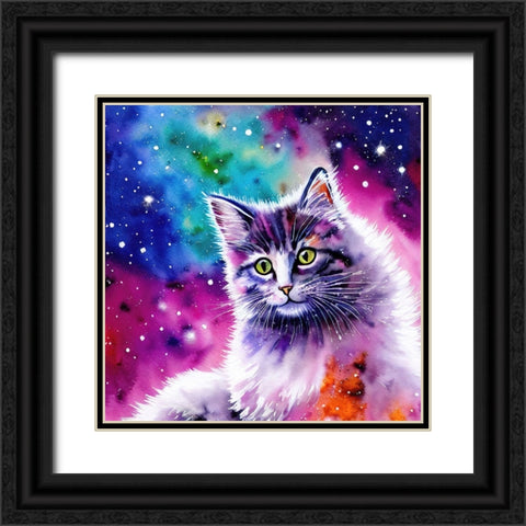Galaxy Cat III Black Ornate Wood Framed Art Print with Double Matting by Dundon, Denise