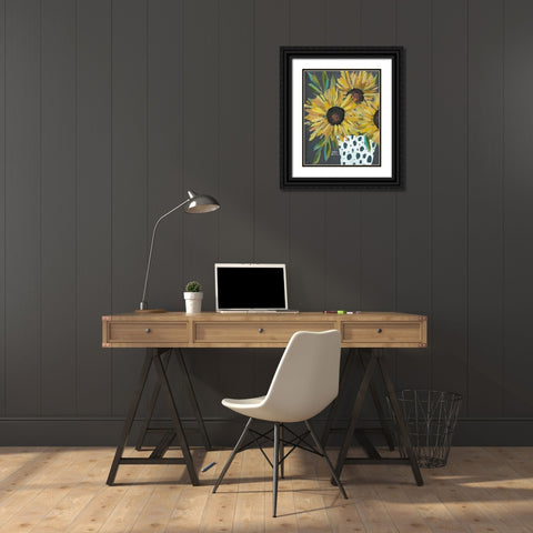 Sunflower Black Ornate Wood Framed Art Print with Double Matting by Wieners, Valerie