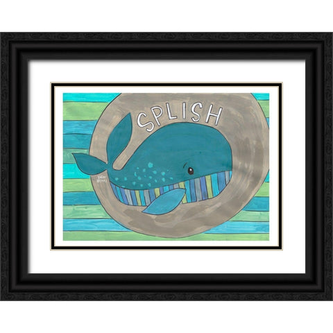 Splish Black Ornate Wood Framed Art Print with Double Matting by Wieners, Valerie