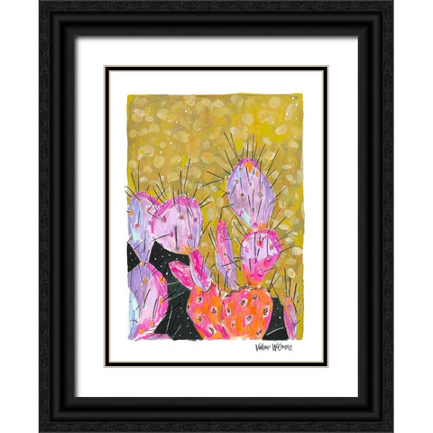Mustard Cactus Black Ornate Wood Framed Art Print with Double Matting by Wieners, Valerie